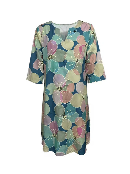 Vestido Casual Vintage de Manga Capucha y Cuello en V para Mujer, Ideal para Primavera y Verano