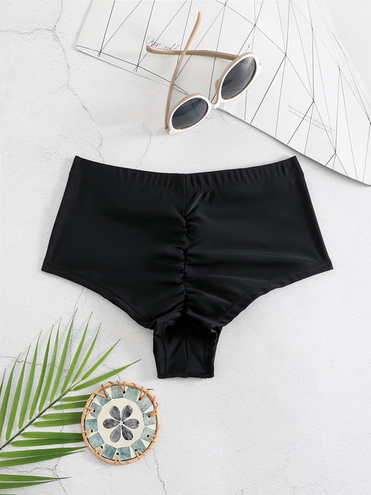 Shorts de Bikini Negros de Cintura Alta para Mujer, Diseño Levanta Glúteos y Ajuste Curvilíneo