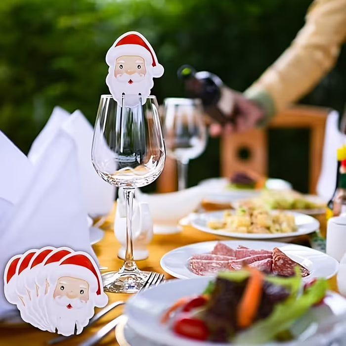 10pcs Tarjeta Decorativa de Santa Claus, Muñeco de Nieve, Árbol, Decoración de Vino de Alce