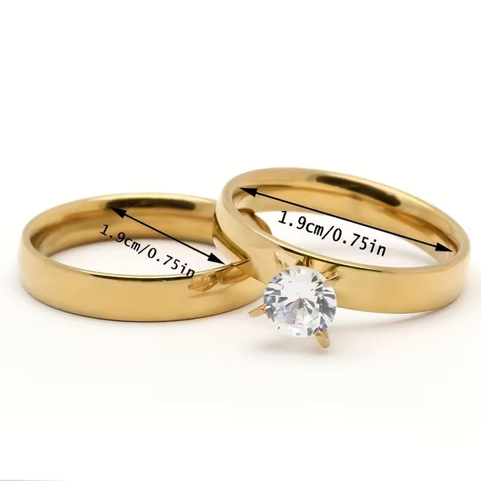Anillo de boda para mujer de acero inoxidable de 2 piezas