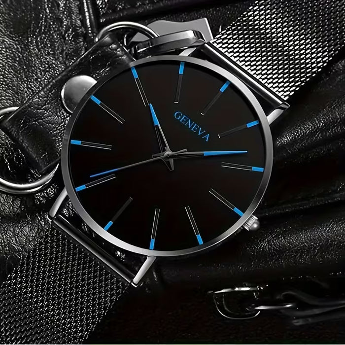 Juego de 5 Piezas de Reloj y Pulsera para Hombre - Reloj Analógico de Cuarzo