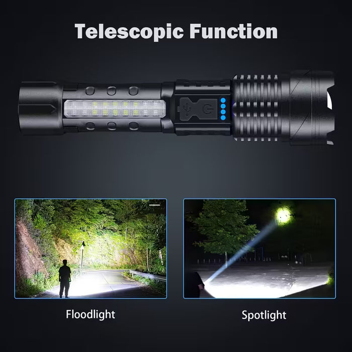 Linterna Recargable de Alto Lúmen, Linterna LED Súper Brillante con 6 Modos