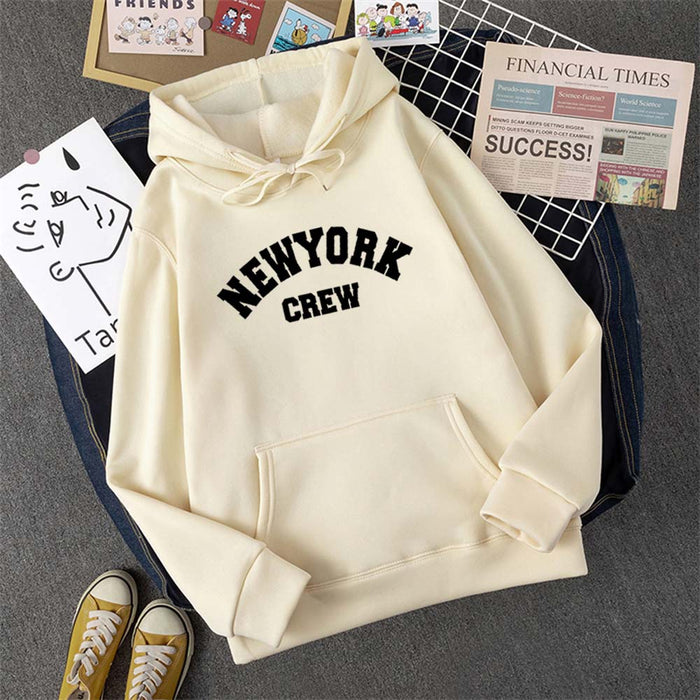 Sudadera con Capucha Hirsionsan Nueva York Estampado de Letras Mujer Básica