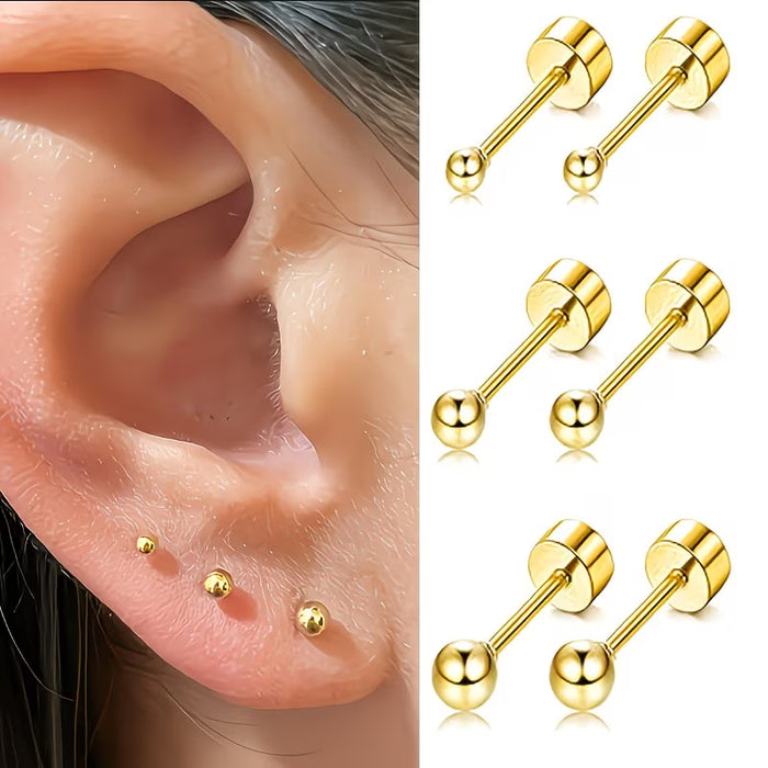 1 Par de aretes esféricos con tornillo con diseño de disco redondo