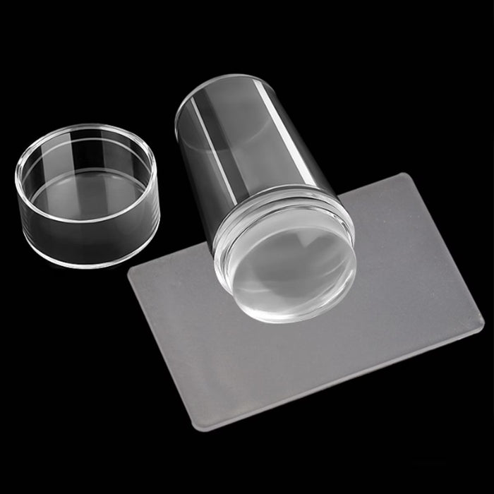 Estampador y raspador de silicona transparente para hacer diseños en uñas