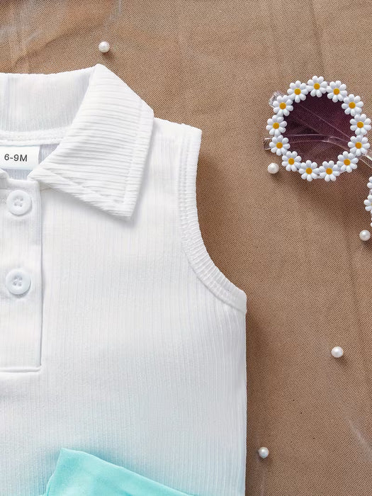Conjunto de verano sin mangas con cuello para bebés niñas