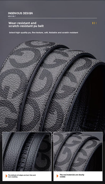 Cinturón para hombre, elegante y lujoso con una hebilla de aleación automática pulida