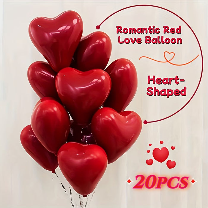 30pcs globos de látex con forma de corazón rojo de amor, globos románticos