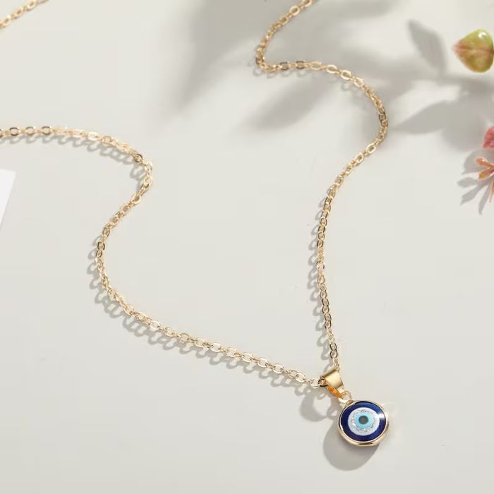 Collar con Colgante Ojo Turco Azul para Mujer, Diseño Minimalista