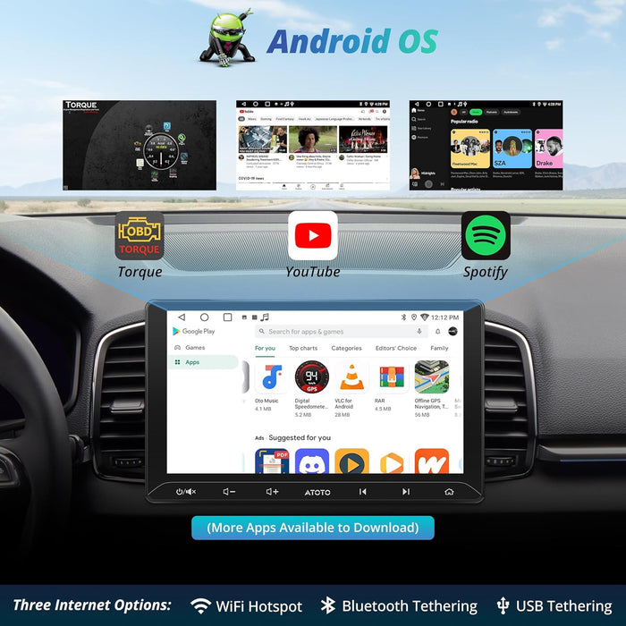 A5L 10.1 pulgadas Android Doble DIN Estéreo, inalámbrico CarPlay/Android Auto - Quierox - Tienda Online