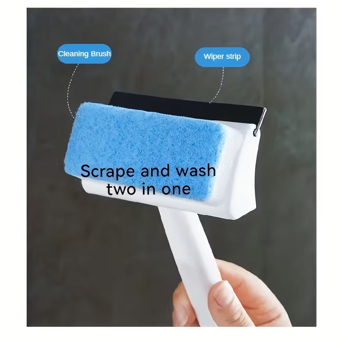 1pcs Rascador de vidrio de doble cara, Cepillo de limpieza de ventanas Dos en uno