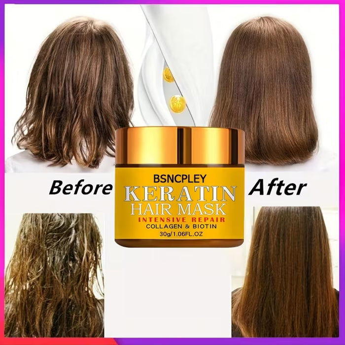 Mascarilla Capilar de Queratina de 1.06Oz/Fortalece el Cabello, Acondicionador Intensivo Alisador