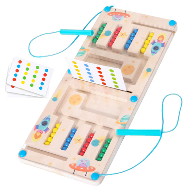 Juego de pelotas de cuatro colores para niños, juguete educativo de madera