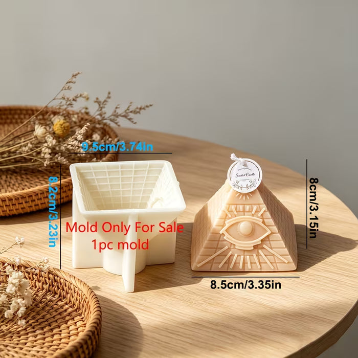 1pc Molde de silicona para velas piramidal de mal de ojo 3D