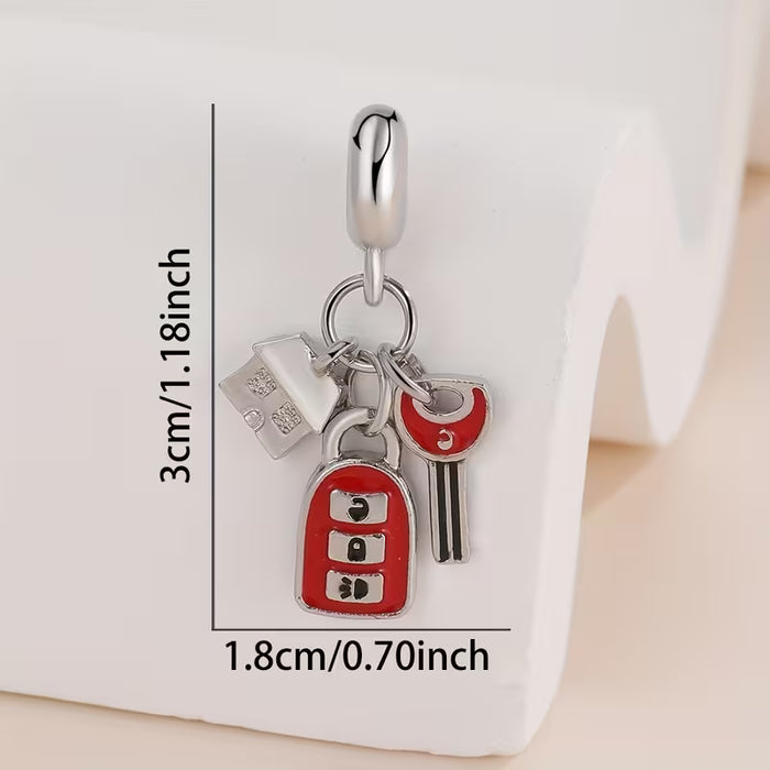 Colgante de 1 pieza de llave de cabaña y mando a distancia de coche, adecuado para hacer pulseras, collares