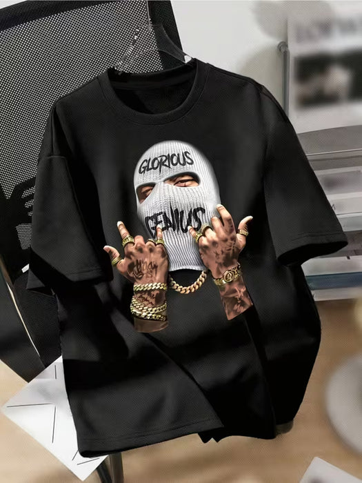 Camiseta para hombre con estampado de gánster enmascarado