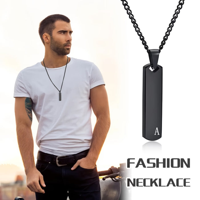 Collar con colgante de letra grabada con láser de acero inoxidable, colgante de moda tridimensional