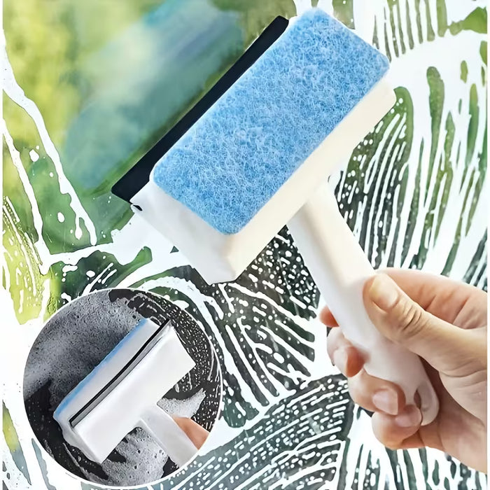 1pcs Rascador de vidrio de doble cara, Cepillo de limpieza de ventanas Dos en uno