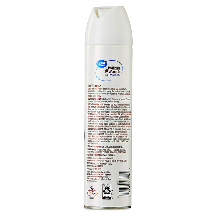 Ambientador en aerosol Great Value, Twilight Woods, 237 ml