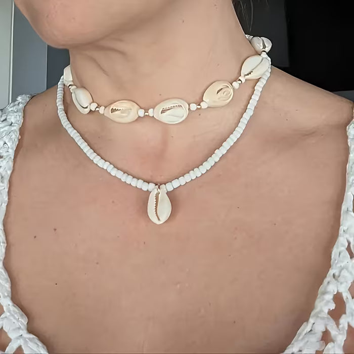 Juego de 2 piezas de collar con colgante bohemio y cuentas artificiales