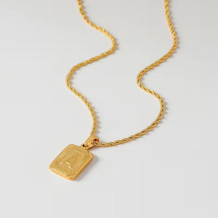 1 Collar con Colgante de Letra Elegante Hipoalergénico de Acero con letra A