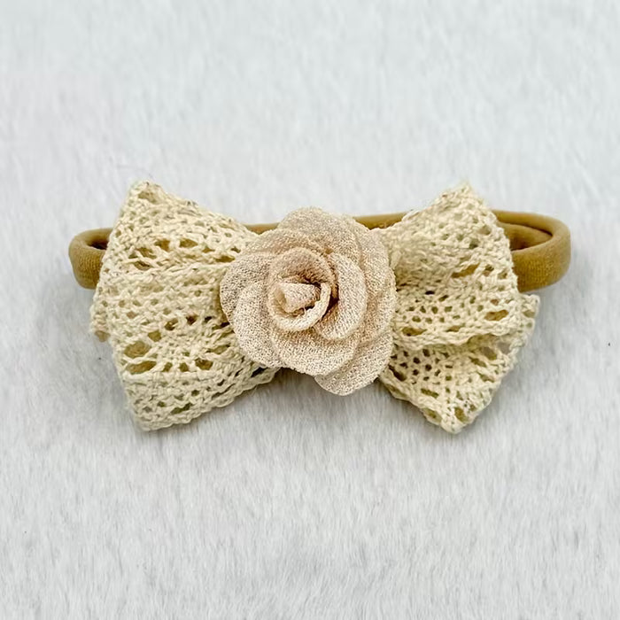 3 piezas de diseño de lazo de rosa marrón, diadema de flor 'S' suave y elástica