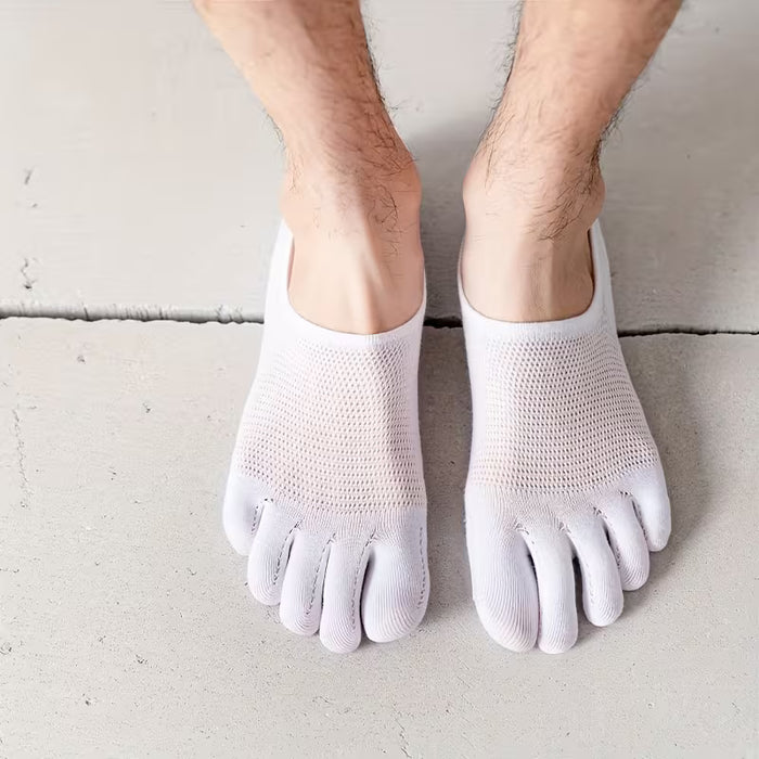 2pcs Calcetines cortos de malla fina transpirable para verano, de cinco dedos