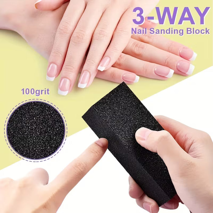 10pcs JEARLYU Limas y Buffers de 3 Lados, Esponja Codificada por Colores & Papel de Lija para Manicura Pedicura