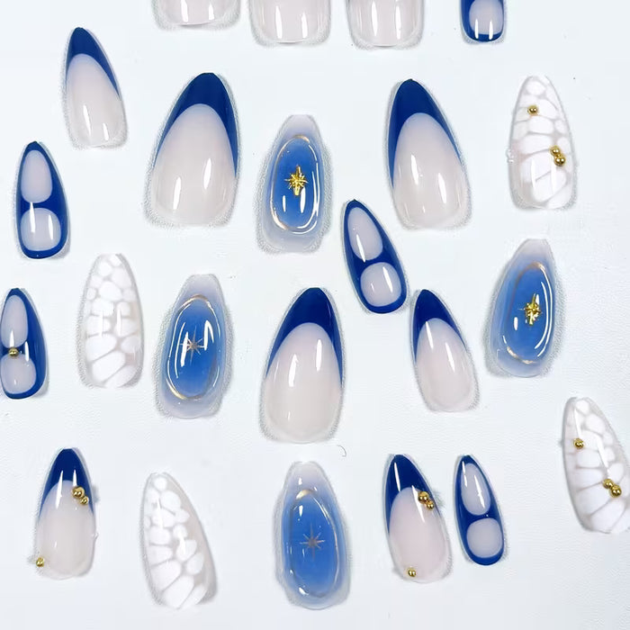 24pcs uñas con forma de almendra, diseño de rayas de cocodrilo