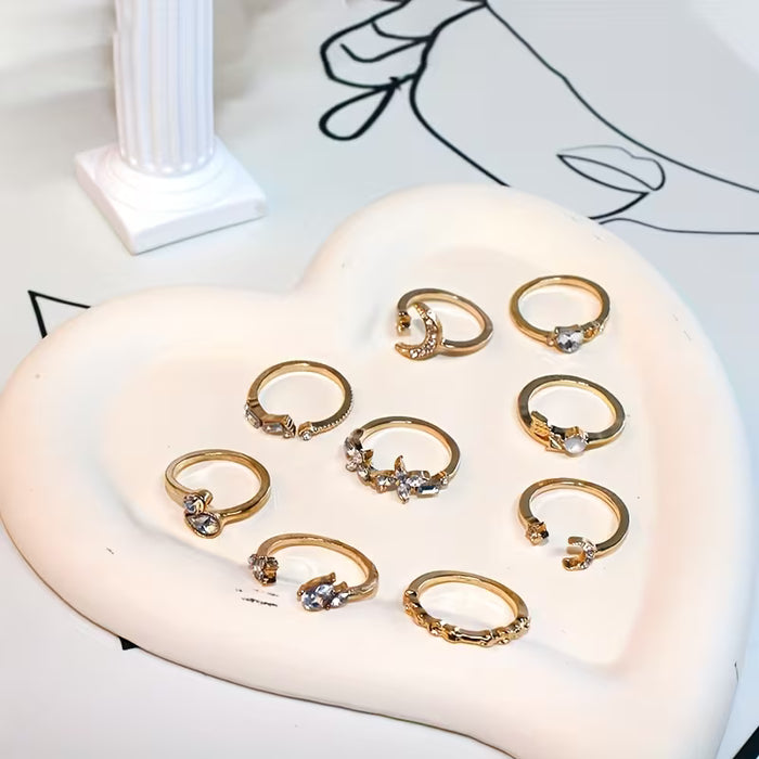 9/PC Anillos Amor Mariposa Estrella Luna Set Imitación