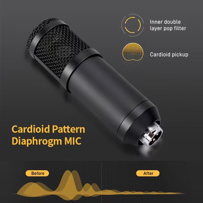 Soporte de micrófono capacitivo metálico BM-800 con soporte en voladizo, tarjeta de sonido universal para micrófono capacitivo