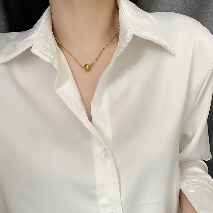 1 Collar minimalista de lujo ligero con pequeña cuenta redonda para mujer