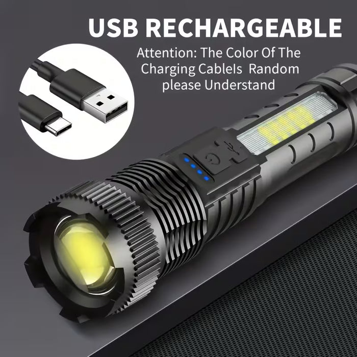 Linterna Recargable de Alto Lúmen, Linterna LED Súper Brillante con 6 Modos