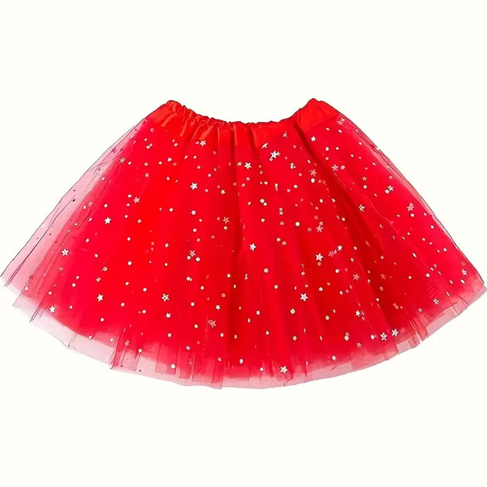 Falda TUTU de 3 Capas con Estrellas de Lentejuelas Brillantes - Ideal para Fiestas