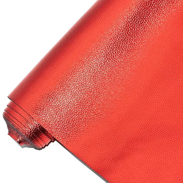 Rollo de Piel Sintética, 30cm x 135cm Texturizado PU Vinilo Lichi, Ideal para Hacer Aretes, Lazos, Bolsos y Más