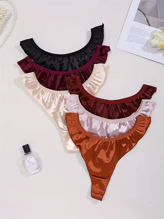 Conjunto de 6 tangas de satén para mujer con un tacto suave