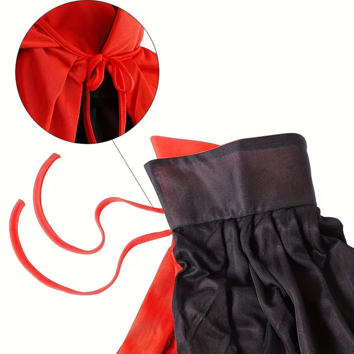 Capa de Cuello Alto Vampiro - Disfraz Gótico Rojo y , Ideal para Fiesta de Halloween de 150cm