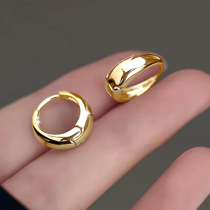 2 piezas, Aretes de aro geométricos lisos, Joyería de alta calidad