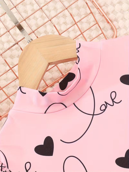 Conjunto de Dos Piezas para Niñas Primavera-Verano: Top de Manga Corta y Falda
