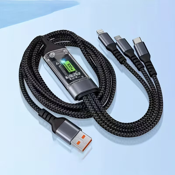 Cable de Carga Rápida 3 en 1 con Tipo C/Thunderbolt/Micro