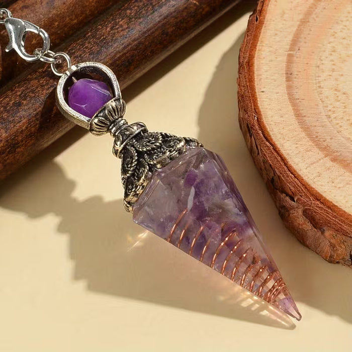 1 Péndulo Espiritual - Herramienta de Minería en Forma de Cono Hexagonal con Parte Superior Decorativa