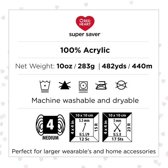 Red Heart Super Saver Ovillo de estambre, Aran Fleck 482yds