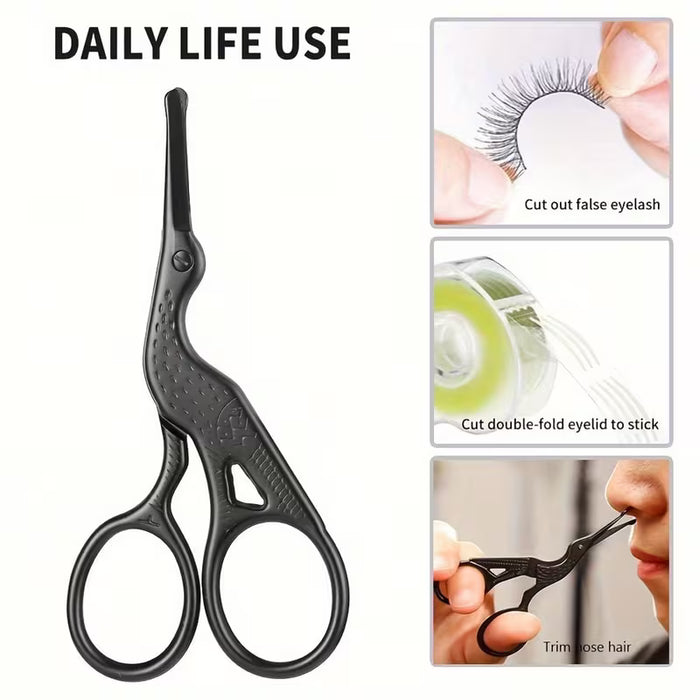 1pc Tijera Profesional en Forma de Grulla - Punta Redonda Segura para Cejas y Nariz