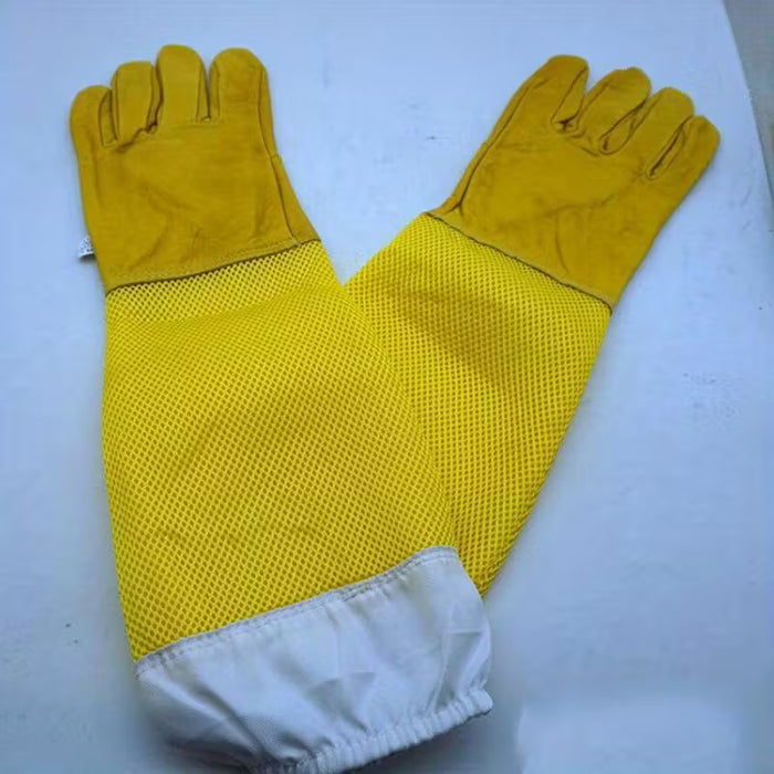Guantes de apicultura Canvas con piel de cabra ventilada, mangas largas