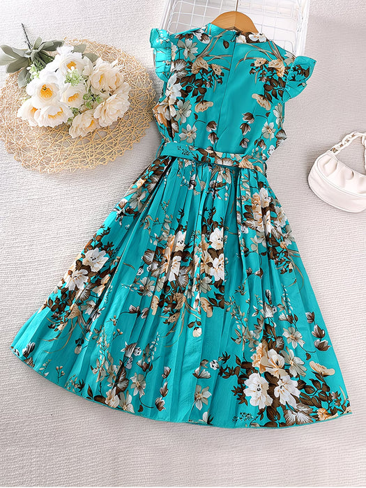 Vestido midi con volantes florales Elegante y dulce