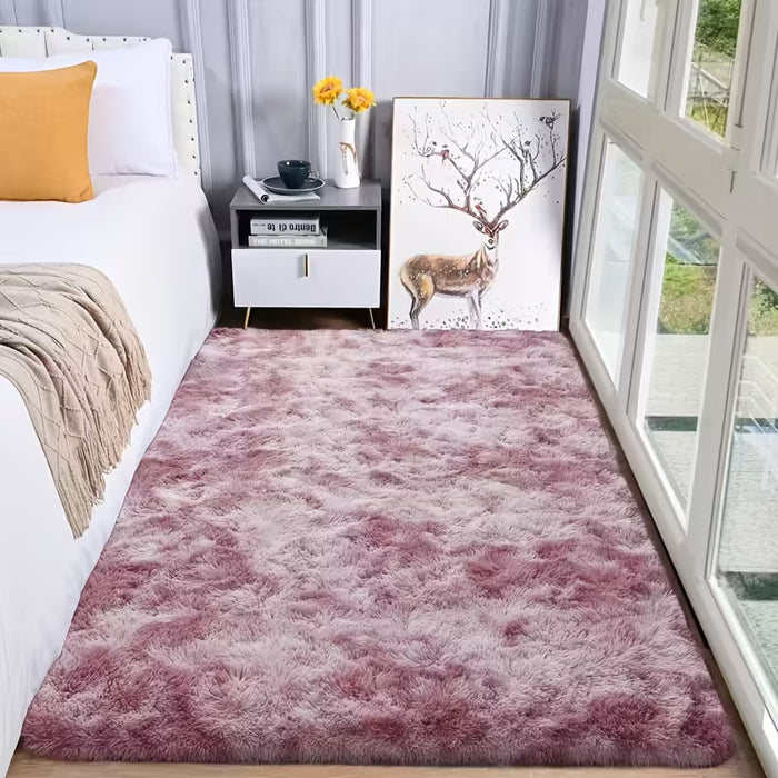 Alfombra de felpa morada Tie-Dye, lujosa alfombra de felpa larga