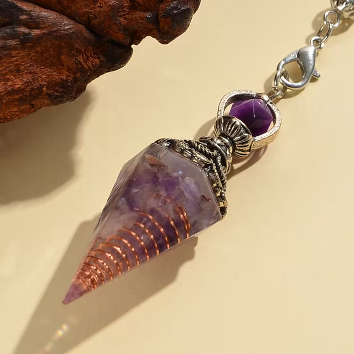 1 Péndulo Espiritual - Herramienta de Minería en Forma de Cono Hexagonal con Parte Superior Decorativa