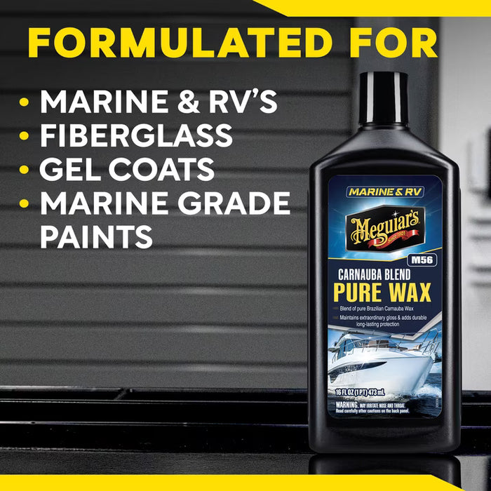 Cera pura Meguiar's M56 para uso marino/RV, mezcla de carnauba, M5616, 16 oz, líquida