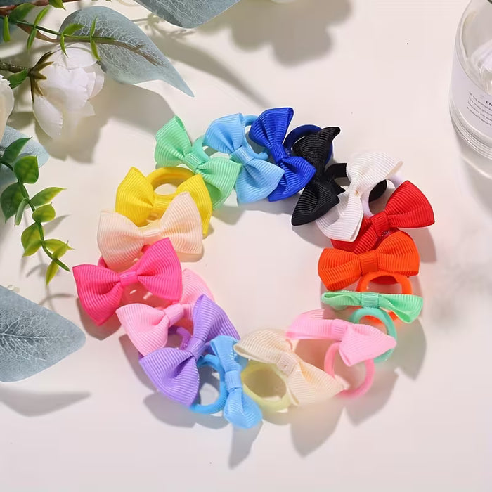 30pcs Pequeños Lazos para el Cabello 'S Anillo de Toalla Lazo Hecho a Mano