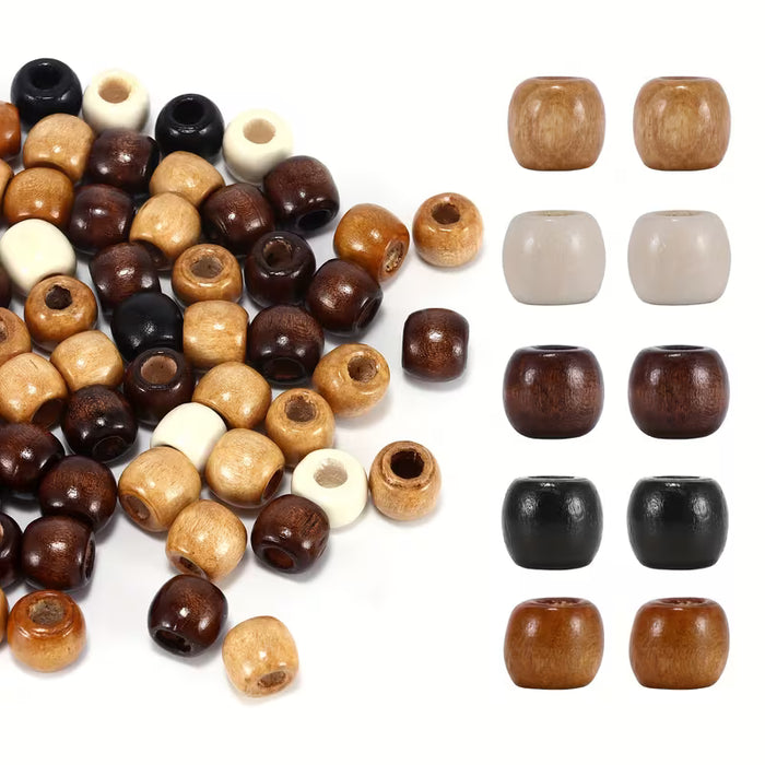 200 Piezas de Cuentas de Madera con Agujero Grande para Manualidades